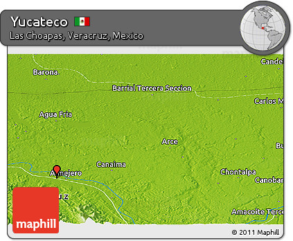 Physical Panoramic Map of Yucateco