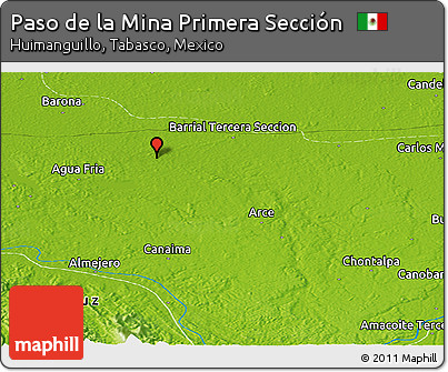 Physical Panoramic Map of Paso De La Mina Primera Sección