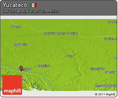 Physical Panoramic Map of Yucateco