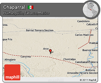 Shaded Relief Panoramic Map of Chaparral