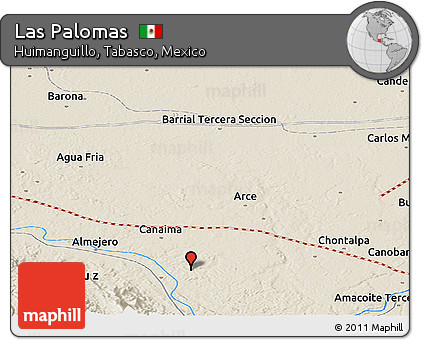 Shaded Relief Panoramic Map of Las Palomas