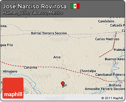 Shaded Relief Panoramic Map of José Narciso Rovirosa