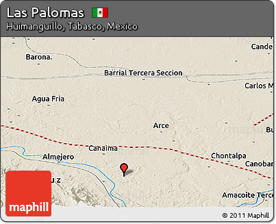 Shaded Relief Panoramic Map of Las Palomas