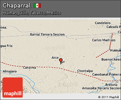 Shaded Relief Panoramic Map of Chaparral