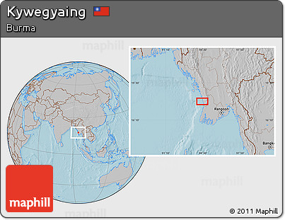 Gray Location Map of Kywegyaing, hill shading
