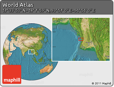 Satellite Location Map of the Area around 17° 50' 55" N, 94° 25' 30" E