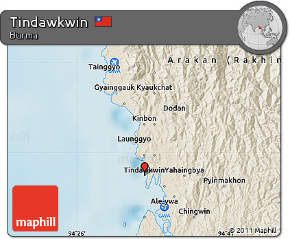 Shaded Relief Map of Tindawkwin