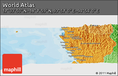 Political Panoramic Map of the Area around 17° 50' 55" N, 94° 25' 30" E