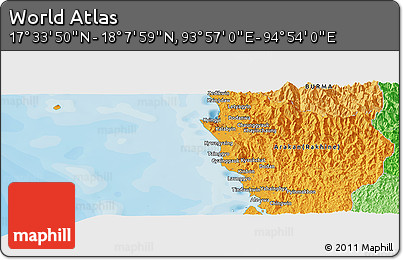 Political Panoramic Map of the Area around 17° 50' 55" N, 94° 25' 30" E