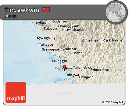 Shaded Relief Panoramic Map of Tindawkwin