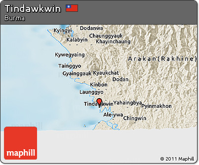 Shaded Relief Panoramic Map of Tindawkwin