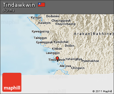 Shaded Relief Panoramic Map of Tindawkwin