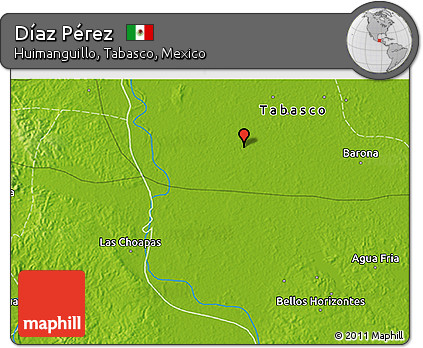 Physical 3D Map of Díaz Pérez