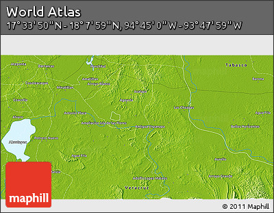 Physical 3D Map of the Area around 17° 50' 55" N, 94° 16' 30" W