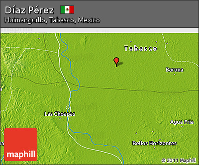 Physical 3D Map of Díaz Pérez