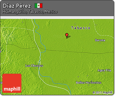 Physical 3D Map of Díaz Pérez