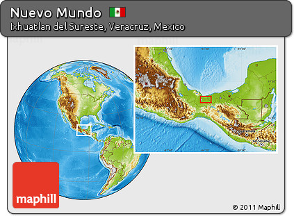 Physical Location Map of Nuevo Mundo