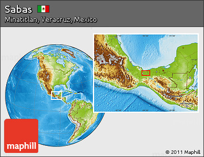 Physical Location Map of Sabas