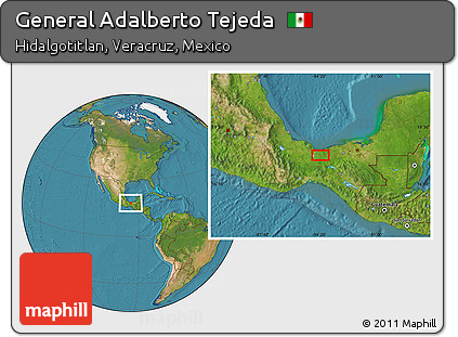Satellite Location Map of General Adalberto Tejeda