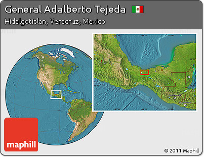 Satellite Location Map of General Adalberto Tejeda