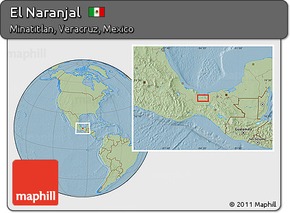 Savanna Style Location Map of El Naranjal, hill shading