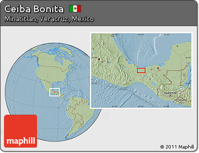 Savanna Style Location Map of Ceiba Bonita, hill shading