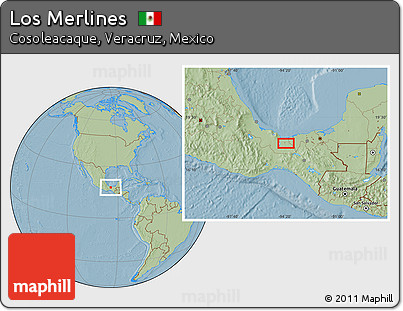 Savanna Style Location Map of Los Merlines, hill shading