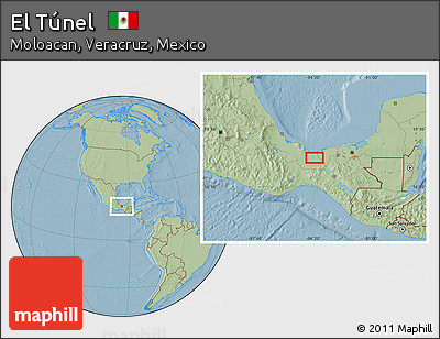Savanna Style Location Map of El Túnel, hill shading