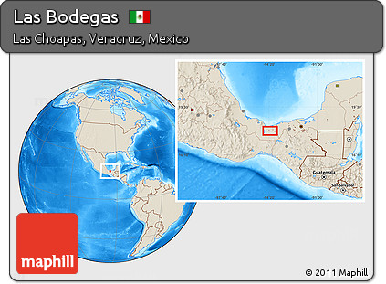 Shaded Relief Location Map of Las Bodegas