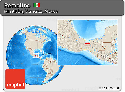 Shaded Relief Location Map of Remolino