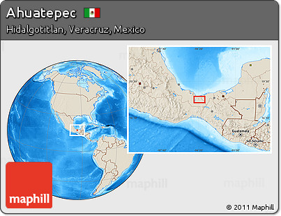 Shaded Relief Location Map of Ahuatepec