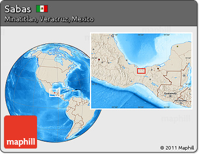 Shaded Relief Location Map of Sabas