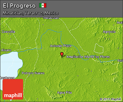 Physical Map of El Progreso