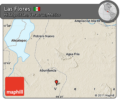 Shaded Relief Map of Las Flores