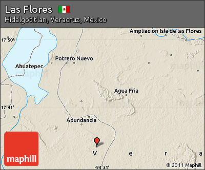 Shaded Relief Map of Las Flores