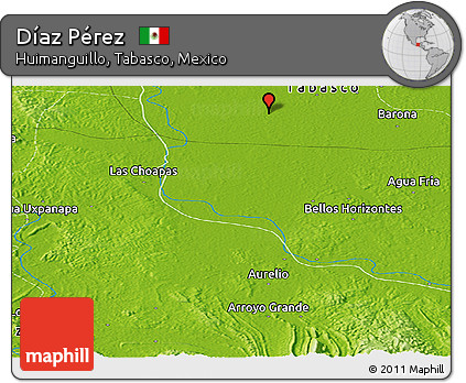 Physical Panoramic Map of Díaz Pérez