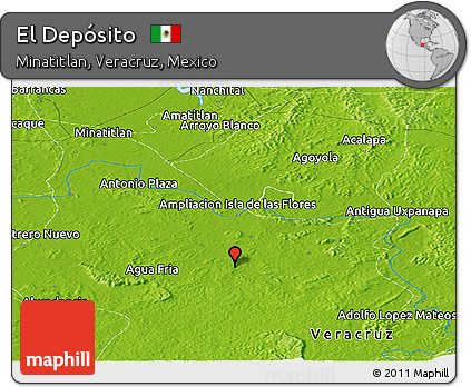Physical Panoramic Map of El Depósito