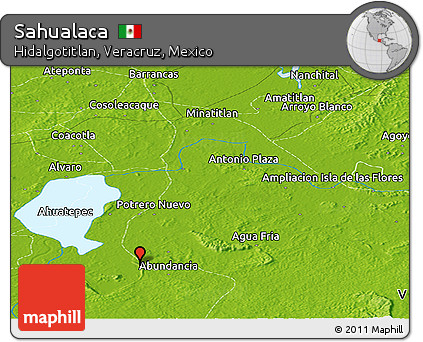 Physical Panoramic Map of Sahualaca