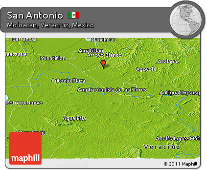 Physical Panoramic Map of San Antonio