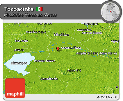 Physical Panoramic Map of Tocoacinta