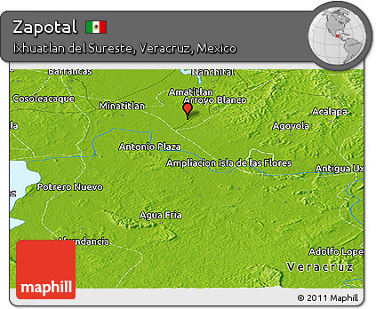 Physical Panoramic Map of Zapotal