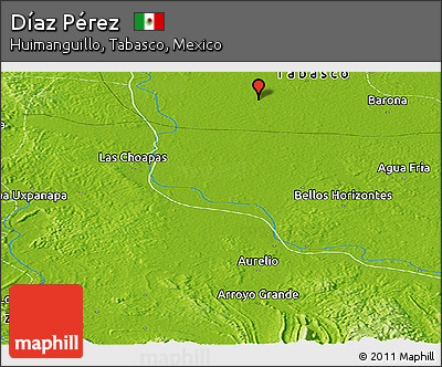 Physical Panoramic Map of Díaz Pérez