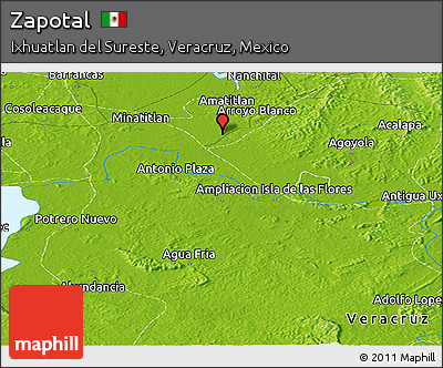 Physical Panoramic Map of Zapotal