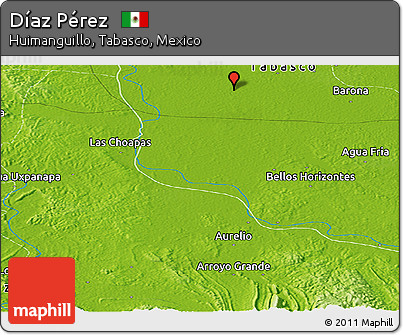 Physical Panoramic Map of Díaz Pérez