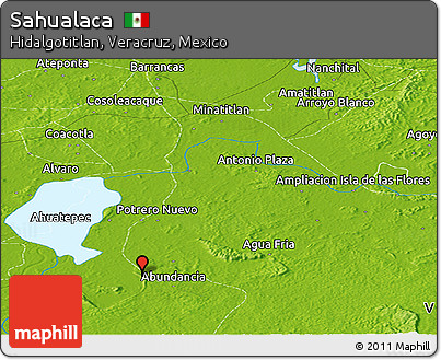 Physical Panoramic Map of Sahualaca
