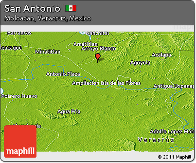 Physical Panoramic Map of San Antonio
