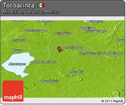 Physical Panoramic Map of Tocoacinta