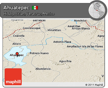 Shaded Relief Panoramic Map of Ahuatepec
