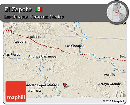 Shaded Relief Panoramic Map of El Zapote