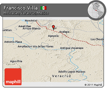 Shaded Relief Panoramic Map of Francisco Villa